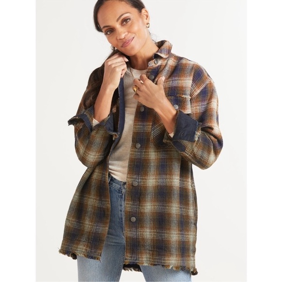 Free People Anneli Plaid Shirt Jacket Shacket Size Small - Picture 9 of 14